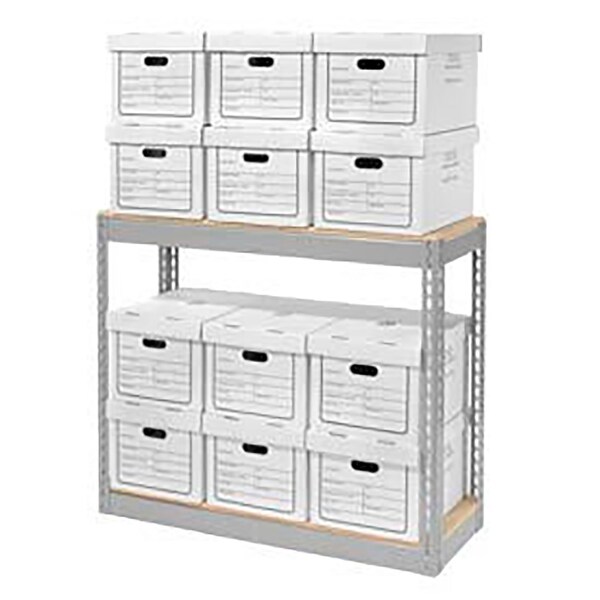 Record Storage With Boxes 42W x 15D x 36H, Gray